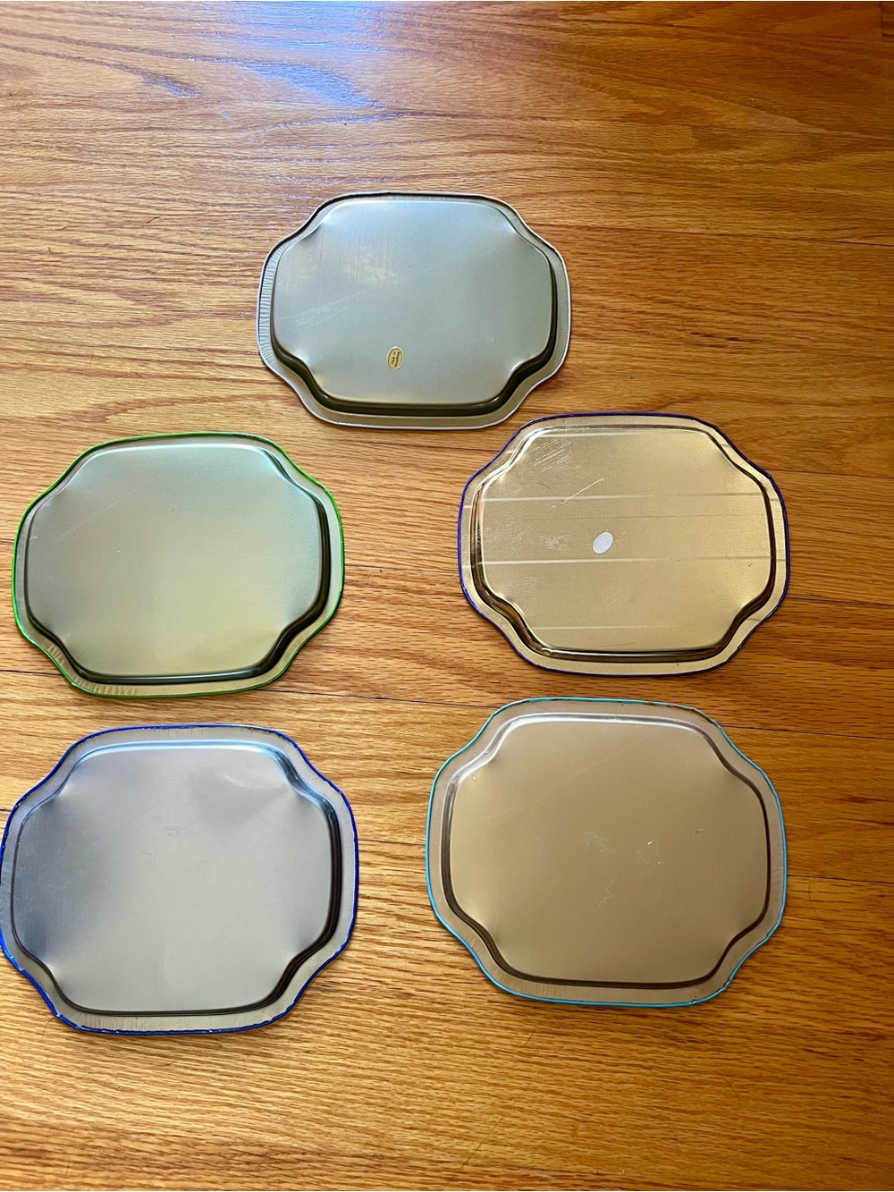 Set of 5 Decorative Small Vintage Metal Serving Trays - Floral & Fruit Prints - Picture 5 of 6